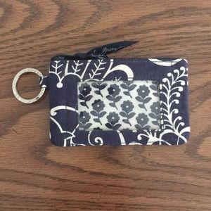 Vera Bradley navy blue and white zip ID case